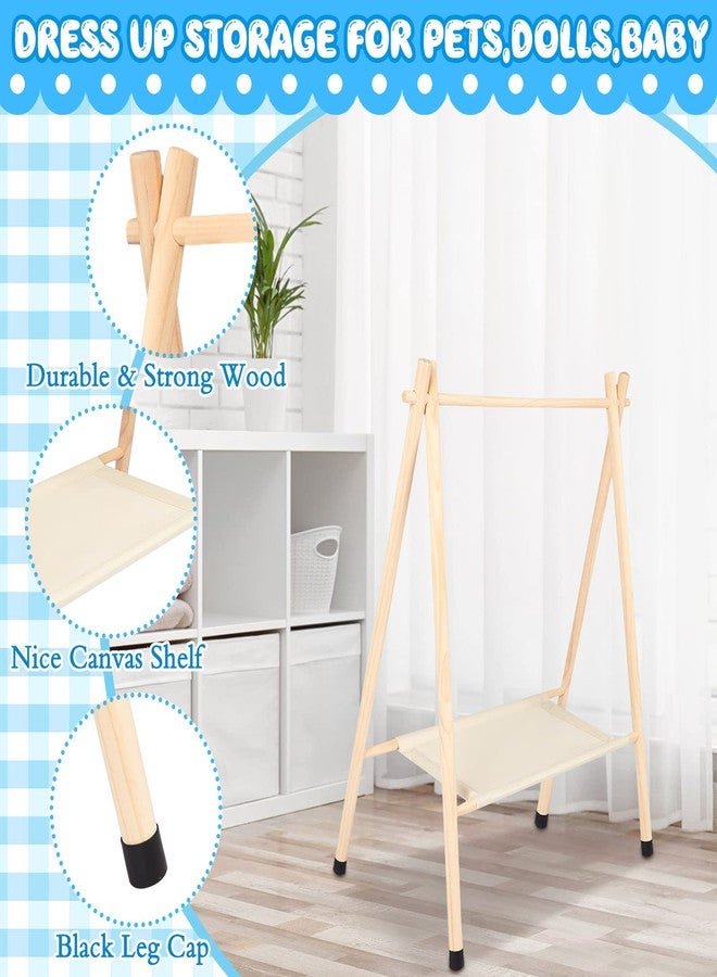 كويكاي رف ملابس الأطفال من كويكاي، مناسب لحفلات استقبال المولود الجديد، رف خشبي لتلبيس الأطفال الصغار مع رف تخزين لملابس الأطفال الصغار والحيوانات الأليفة والكلاب الصغيرة وخزانة ملابس الأطفال (ارتفاع 32.3 بوصة، لون طبيعي). - Image 3